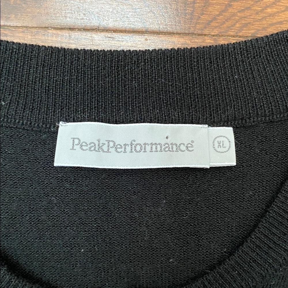 Peak Performance Half-Zip Ski Sweater Size XL Black + Off-White Stripes Merino - Picture 3 of 12